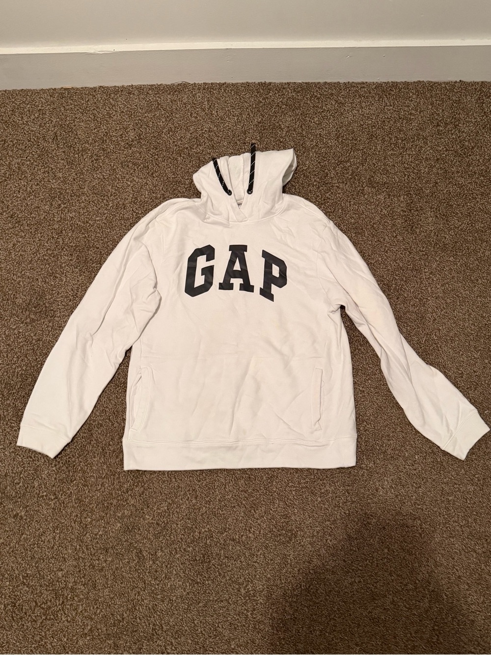GAP White Men's Hoodie with Black Logo